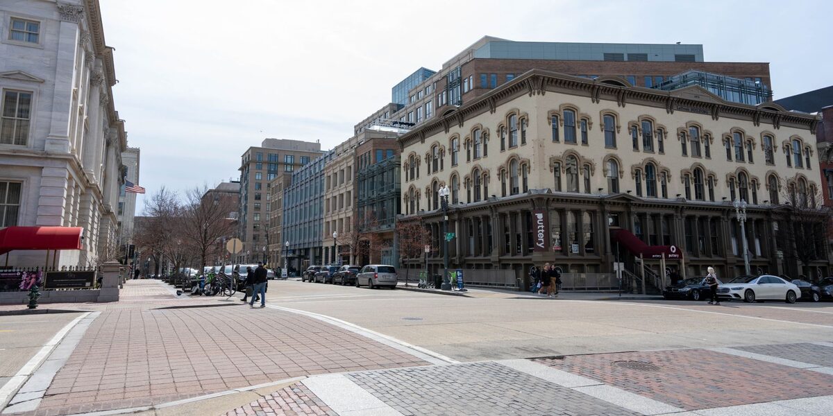 Historic rowhouse street architecture in Washington, DC